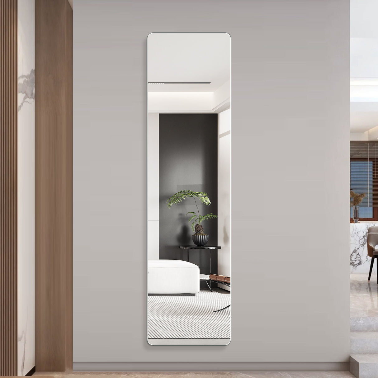 Full Body Round Corner Mirror For Living Room
