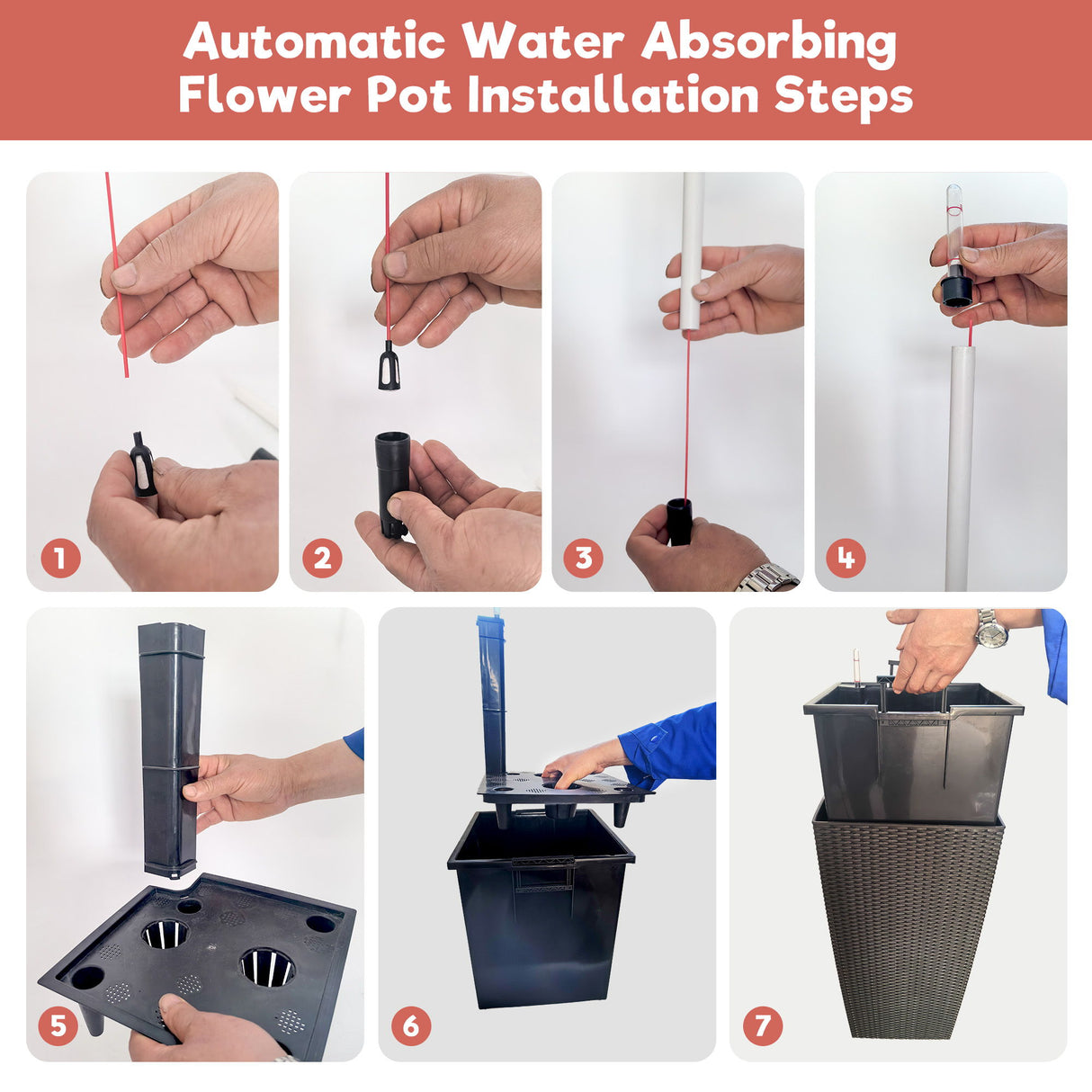 Large Self Watering Flower Pot With Drainage Holes & Inner Tray