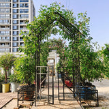 Garden Arch With Gate With Planter, Climbing Plants Support Outdoor - Black