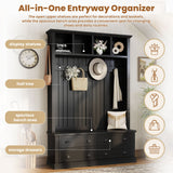 Hall Tree With 4 Drawers, Coat Rack With 6 Hooks