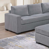 Contemporary L-Shaped Sectional Set With USB Console & Ottoman