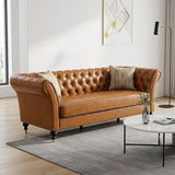 Chesterfield Sofa, 3 Seat Couch With Deep Button Tufted Back, Rolled Arms