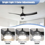 52" Ceiling Fan With 18W LED Light And Remote Control, 3 Blades DC Motor