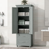 Tall Storage Cabinet With 2 Drawers For Bathroom