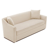 3 Seater Sofa With Wrap Around Armrests And Throw Pillows, For Living Room - Oatmeal
