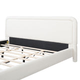 Upholstered Platform Bed Frame With Curved Headboard, Wood Slats Support