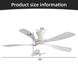 52" Ceiling Fan With 3 Color Dimmable LED Light, DC Reversible Motor, 6 Speed Settings