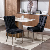 Nikki - Modern, High-End Tufted Solid Wood Contemporary Velvet Upholstered Dining Chair With Chrome Stainless Steel Plating Legs, Nailhead Trim (Set of 2) - Chair Sets - Alpine Outlets