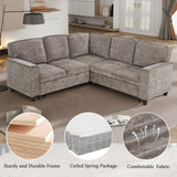 L-Shaped Sofa With Pull Out Sofa Bed With USB