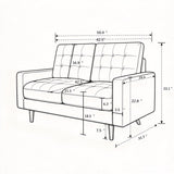 Loveseat Sofa, Tufted Back Upholstered 2 Seat Couch
