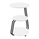 Hilly 3-Tier Round Accent Side Table, White and Black