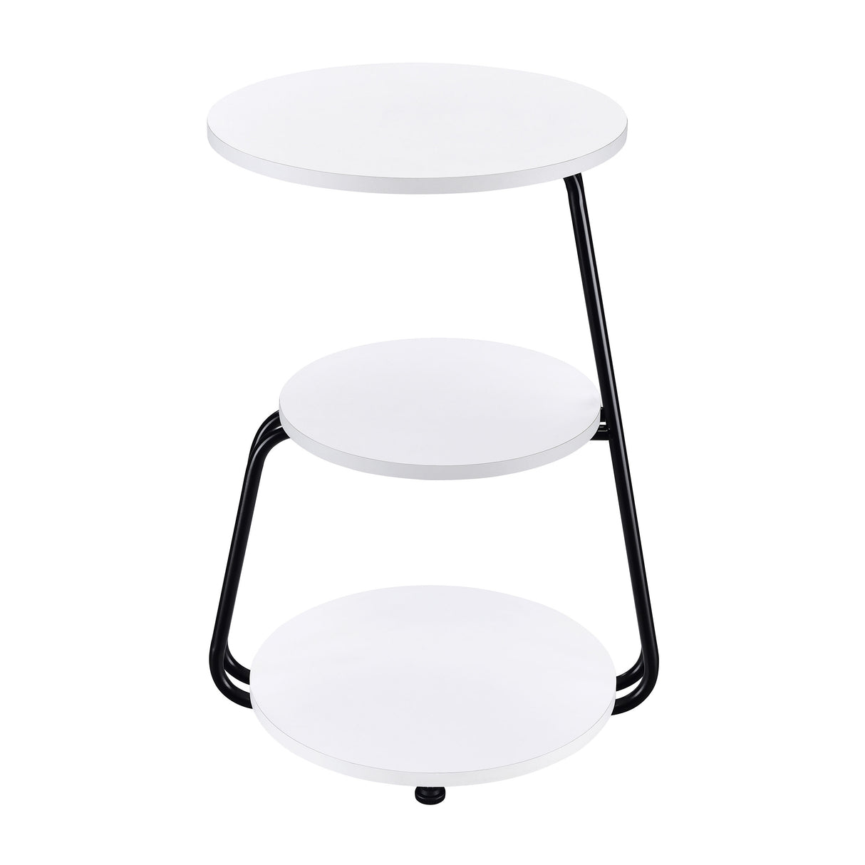 Hilly 3-Tier Round Accent Side Table, White and Black