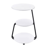 Hilly 3-Tier Round Accent Side Table, White and Black