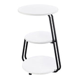 Hilly 3-Tier Round Accent Side Table, White and Black