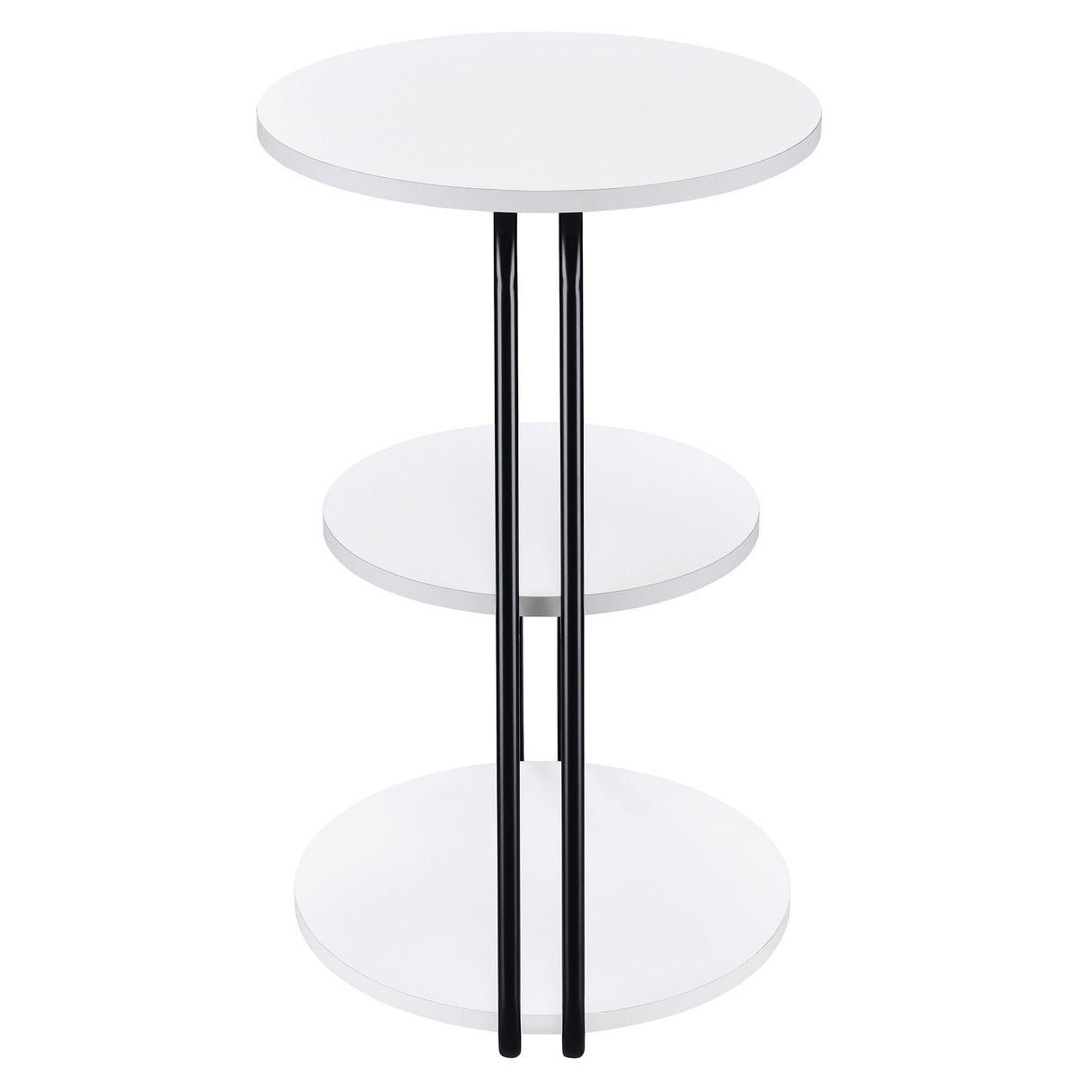 Hilly 3-Tier Round Accent Side Table, White and Black