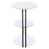 Hilly 3-Tier Round Accent Side Table, White and Black