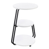 Hilly 3-Tier Round Accent Side Table, White and Black