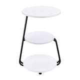 Hilly 3-Tier Round Accent Side Table, White and Black