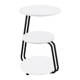 Hilly 3-Tier Round Accent Side Table, White and Black