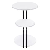 Hilly 3-Tier Round Accent Side Table, White and Black