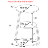 Hilly 3-Tier Round Accent Side Table, White and Black