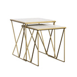 Bette White Marble and Gold 2-Piece Nesting Table Set