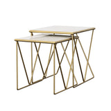 Bette White Marble and Gold 2-Piece Nesting Table Set