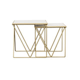 Bette White Marble and Gold 2-Piece Nesting Table Set
