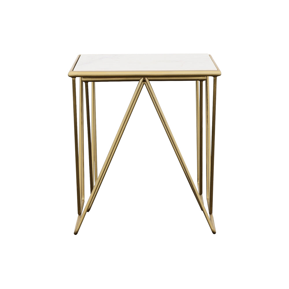 Bette White Marble and Gold 2-Piece Nesting Table Set