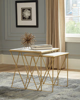 Bette White Marble and Gold 2-Piece Nesting Table Set
