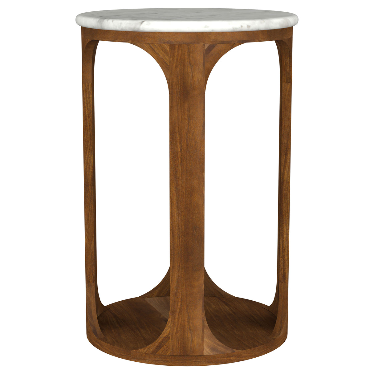 Berkeley Round Marble Top Side Table, White and Brown