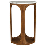 Berkeley Round Marble Top Side Table, White and Brown