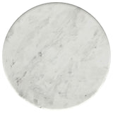 Berkeley Round Marble Top Side Table, White and Brown
