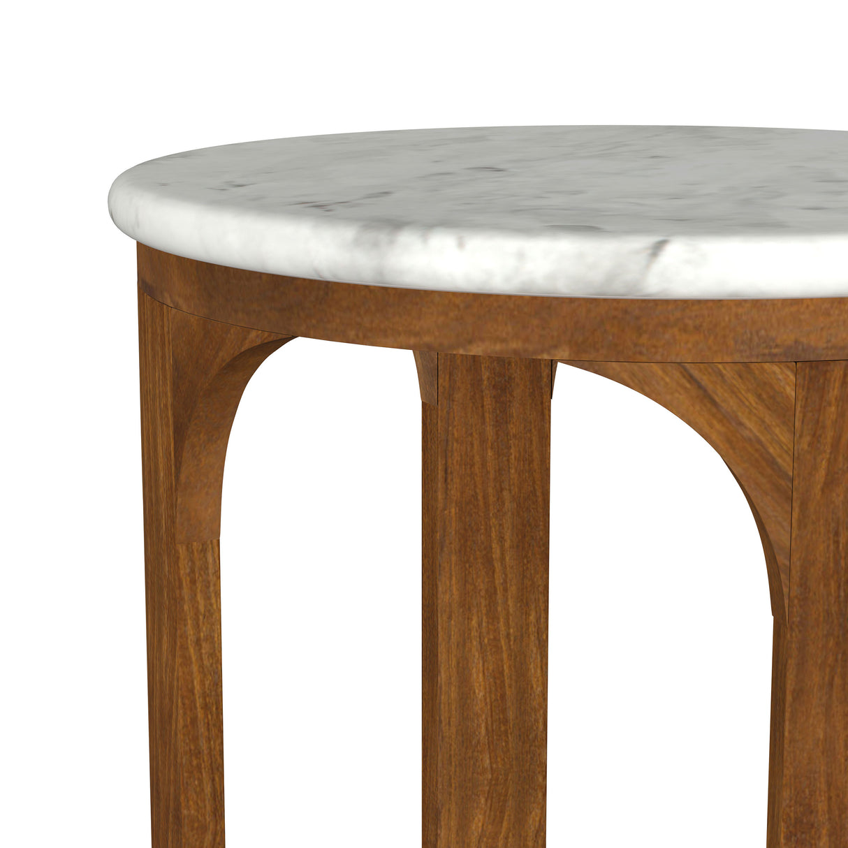 Berkeley Round Marble Top Side Table, White and Brown