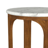 Berkeley Round Marble Top Side Table, White and Brown
