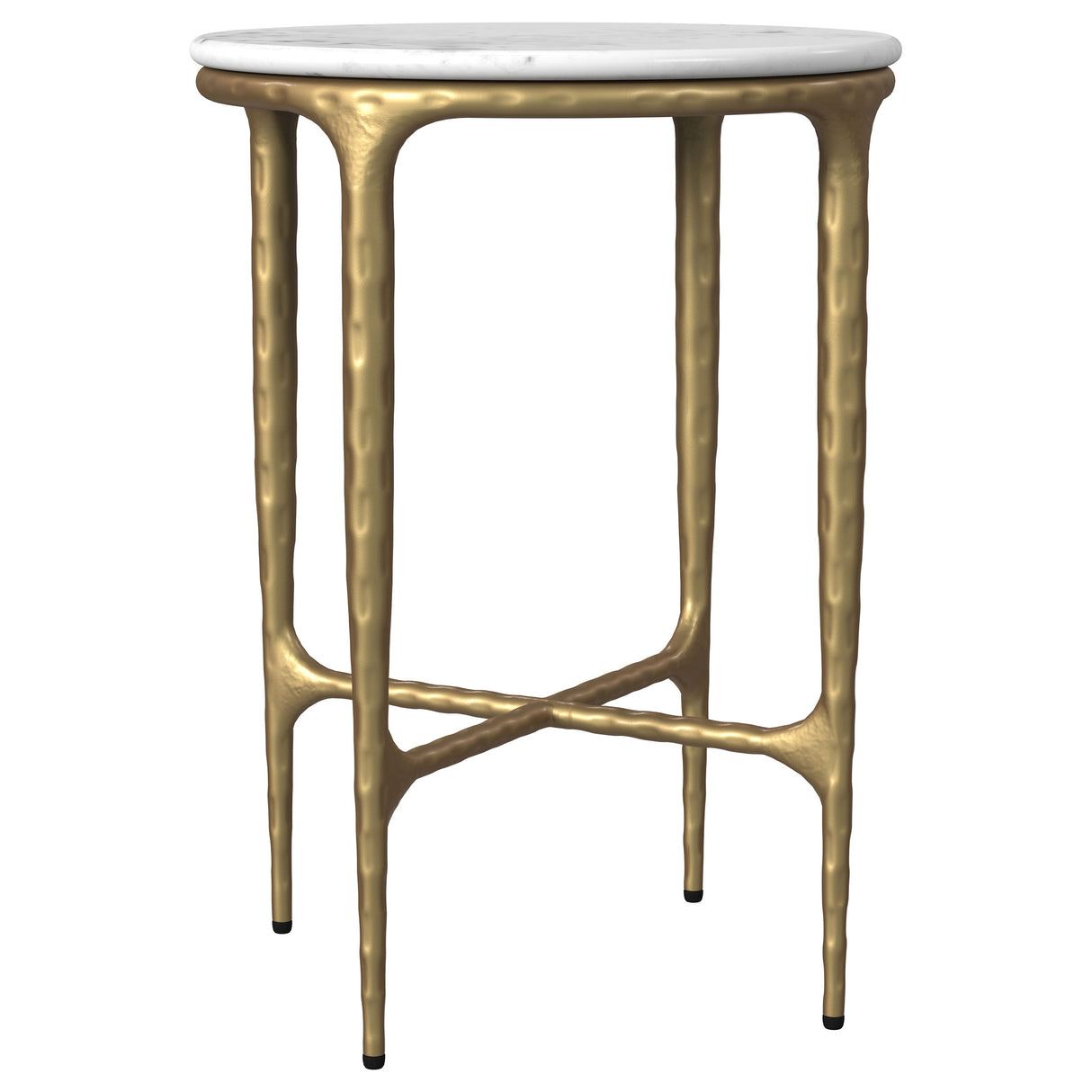 Baldwin Round Marble Top Side Table, White and Gold