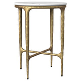 Baldwin Round Marble Top Side Table, White and Gold