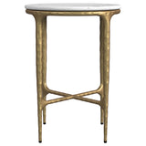 Baldwin Round Marble Top Side Table, White and Gold