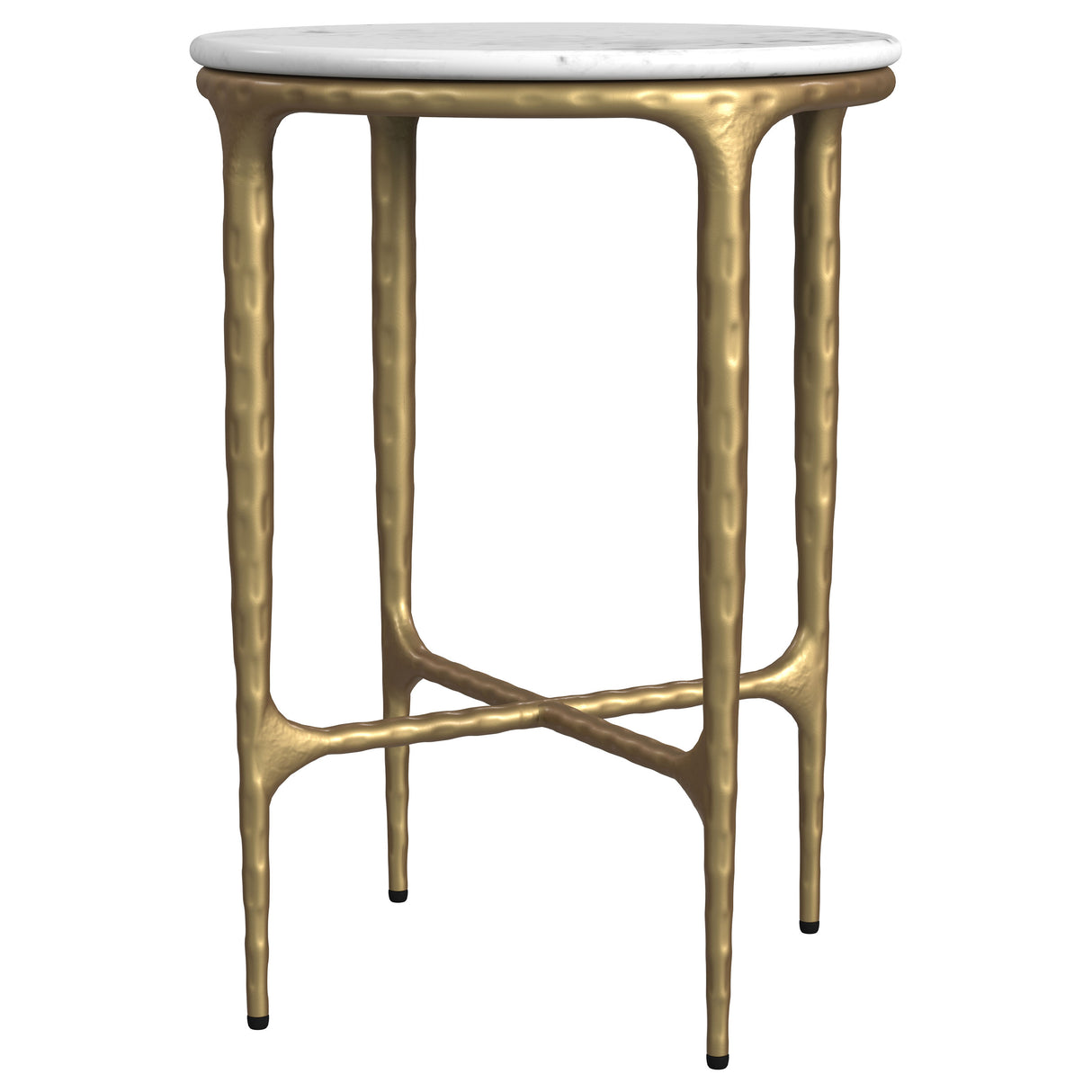 Baldwin Round Marble Top Side Table, White and Gold