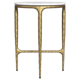 Baldwin Round Marble Top Side Table, White and Gold