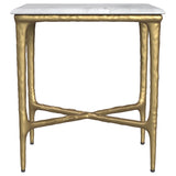 Baldwin Rectangular White Marble and Gold Side Table