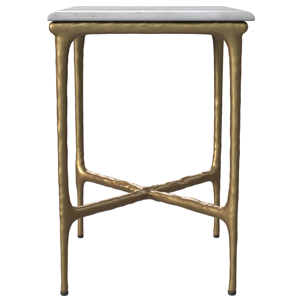 Baldwin Rectangular White Marble and Gold Side Table