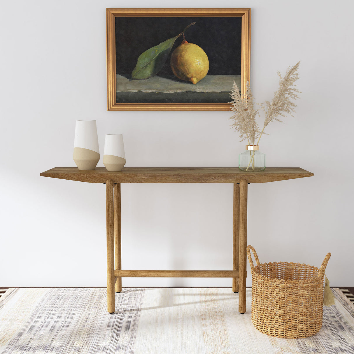 Darius Solid Mango Wood Console Table in Natural