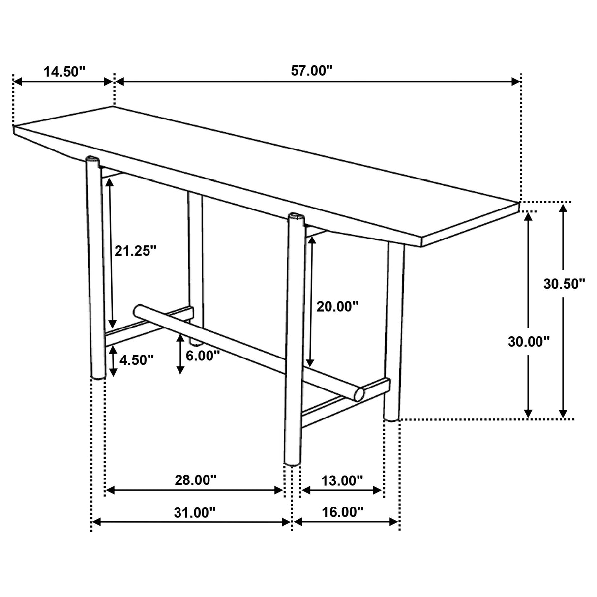 Darius Solid Mango Wood Console Table in Natural
