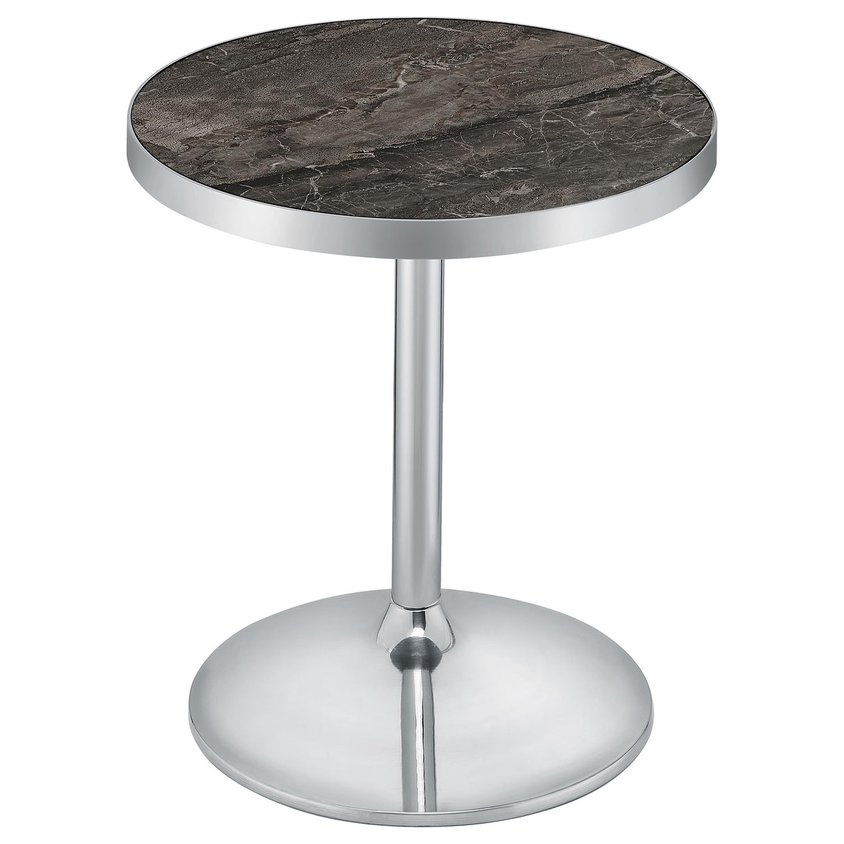 Cazen Round Faux Marble Top Pedestal Side Table, Grey