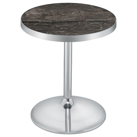 Cazen Round Faux Marble Top Pedestal Side Table, Grey