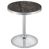 Cazen Round Faux Marble Top Pedestal Side Table, Grey