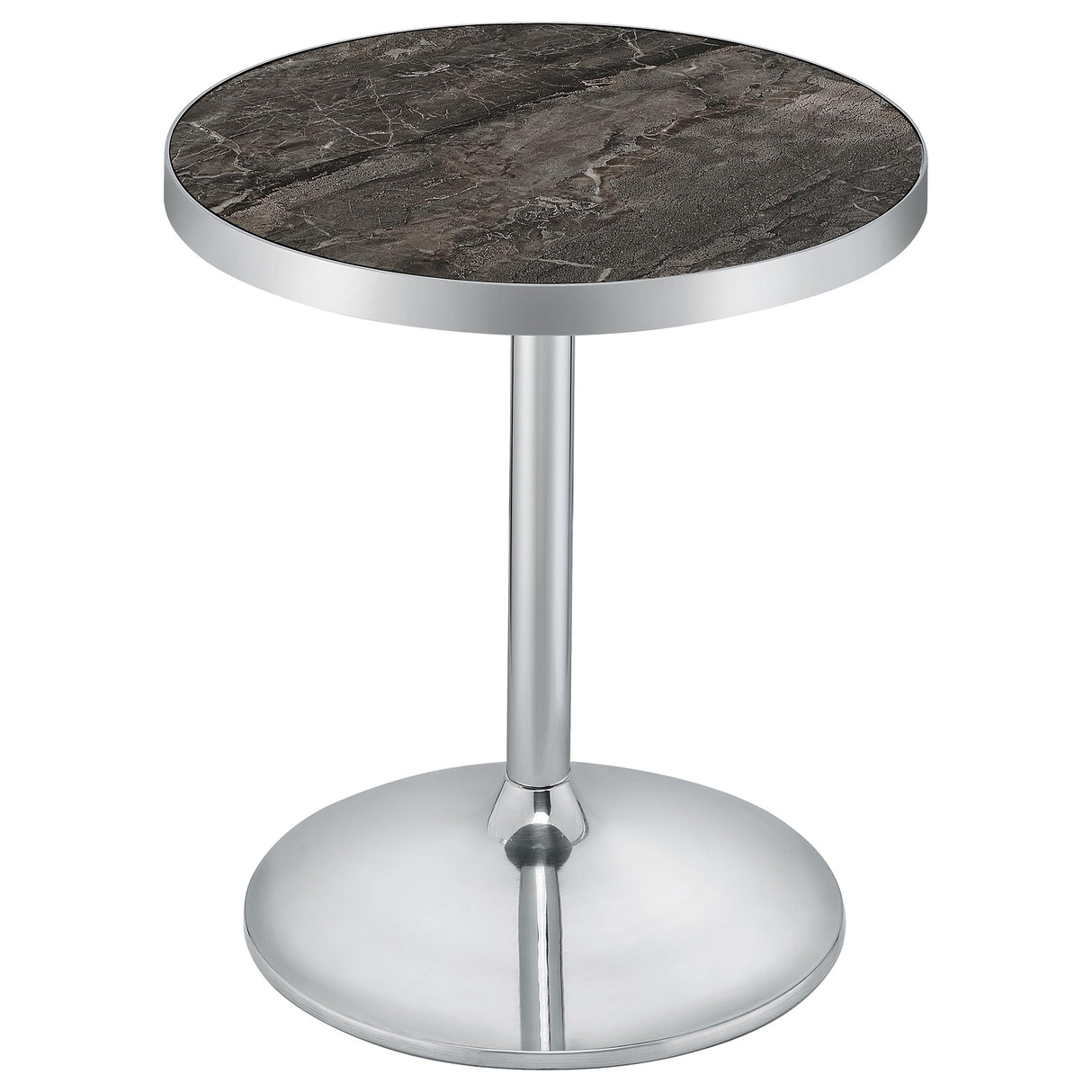 Cazen Round Faux Marble Top Pedestal Side Table, Grey