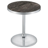 Cazen Round Faux Marble Top Pedestal Side Table, Grey