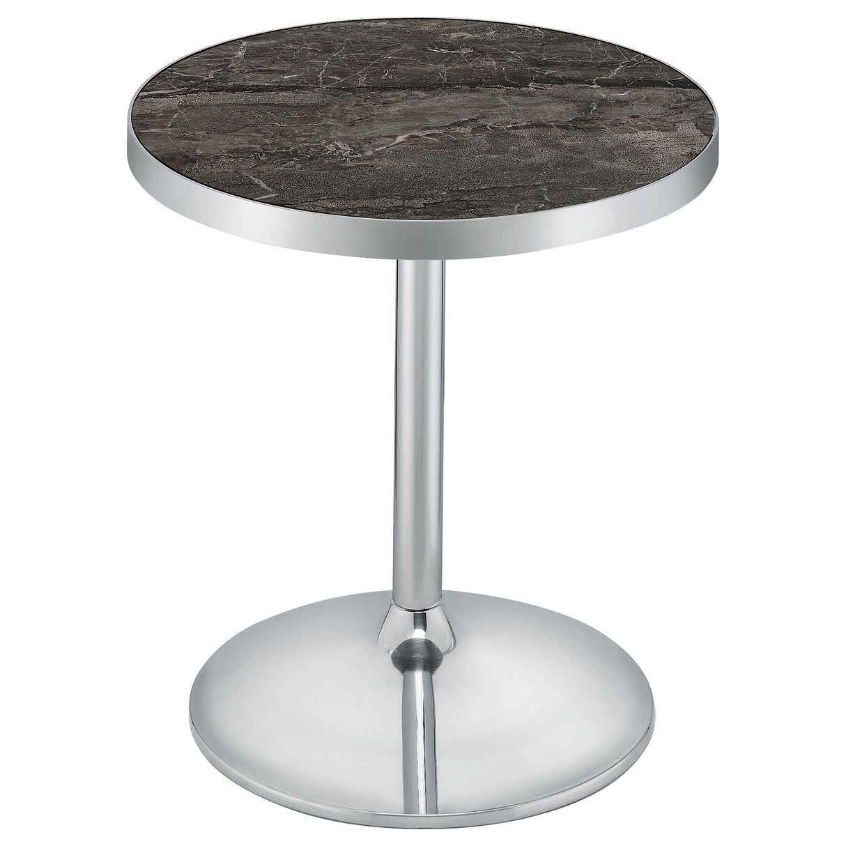 Cazen Round Faux Marble Top Pedestal Side Table, Grey